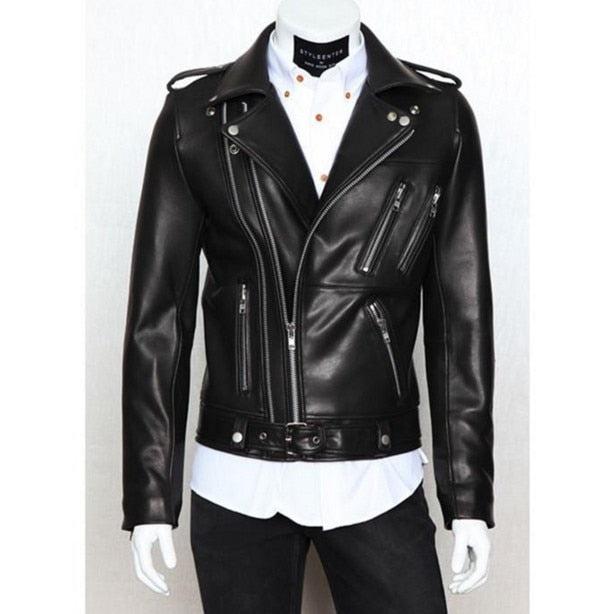 new autumn winter motorcycle leather jacket men zippers hip hop rock male pu leather black moto jacket coat