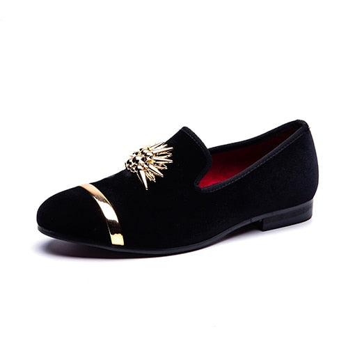 New Fashion Gold Top and Metal Toe Men Velvet Dress shoes Black / 6 New Fashion Gold Top and Metal Toe Men Velvet Dress shoes Black / 6