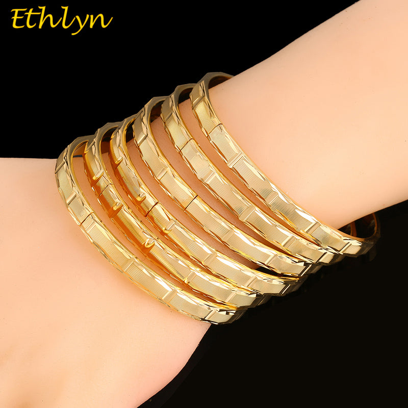 6 pieces/lot sudan wedding party gold color openable charm bangles for african women jewelry luxury bangles