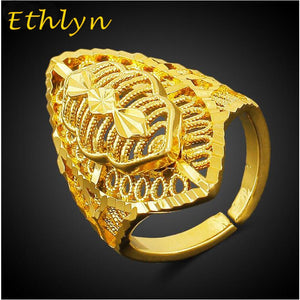 free size ethiopian design women bridal  jewelry  plated golden women  fashion wedding ring