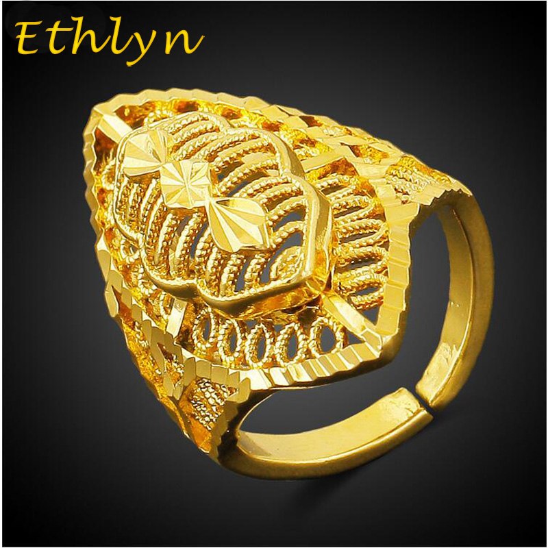 free size ethiopian design women bridal  jewelry  plated golden women  fashion wedding ring