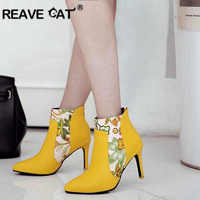 pu leather ankle boots for women winter flower boots