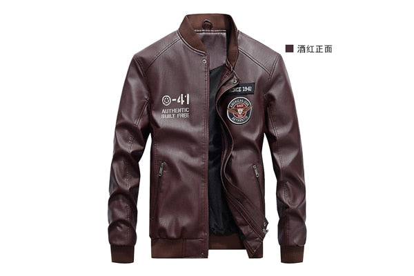 men stand collar coats pu leather jackets