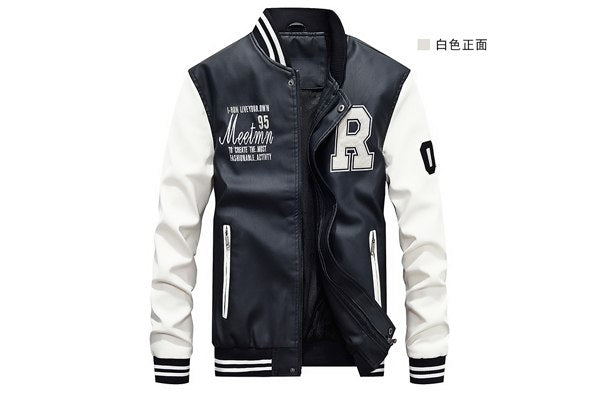 leather stand collar coats pu leather male winter jackets