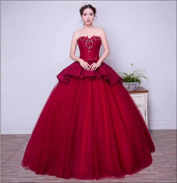 applique lace up ball gown sexy prom dress