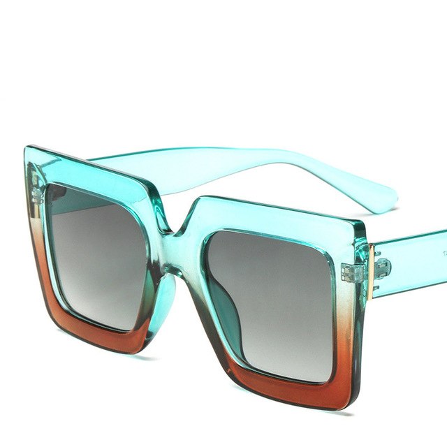 square sunglasses women brand designer clear lenses green