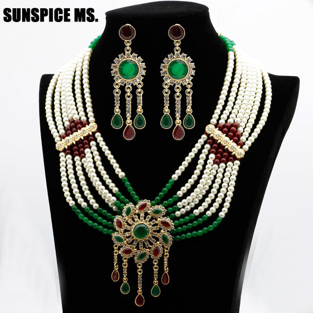 new nigeria bead flower jewelry sets xy0888green