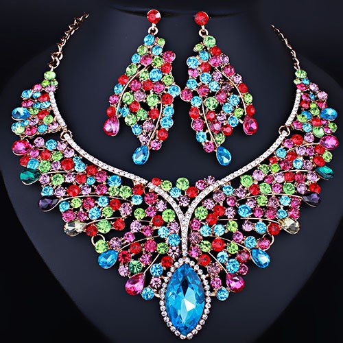 bridal jewelry sets for women with high quality crystal rhinestones multi