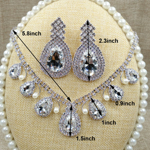 gorgeous tall pageant brilliant rhinestone wedding crown/tiara, necklace, earrings bridal jewelry set necklace earring