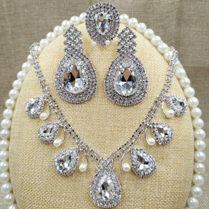 gorgeous tall pageant brilliant rhinestone wedding crown/tiara, necklace, earrings bridal jewelry set necklace earringring