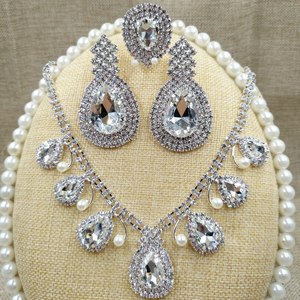 gorgeous tall pageant brilliant rhinestone wedding crown/tiara, necklace, earrings bridal jewelry set necklace earringring