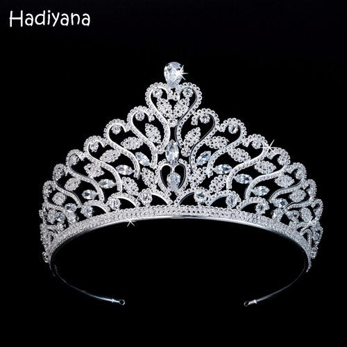 latest bridal heart crown major tiaras with bright cubic zirconia sliver