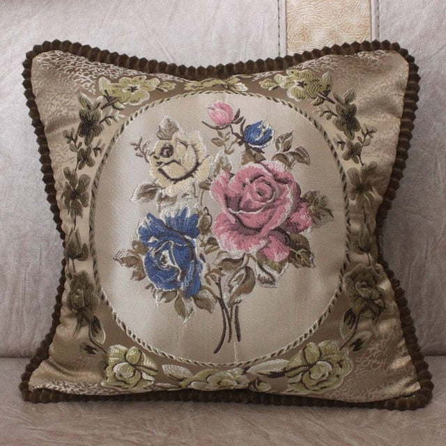 vintage jacquard flower sofa cushion covers 480mm*480mm / coffee