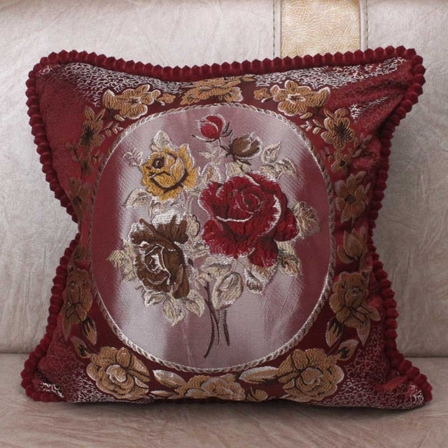 vintage jacquard flower sofa cushion covers 480mm*480mm / red