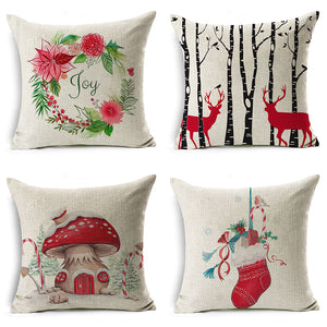 christmas gift deer car mushroom cushion cover decorative throw pillow case