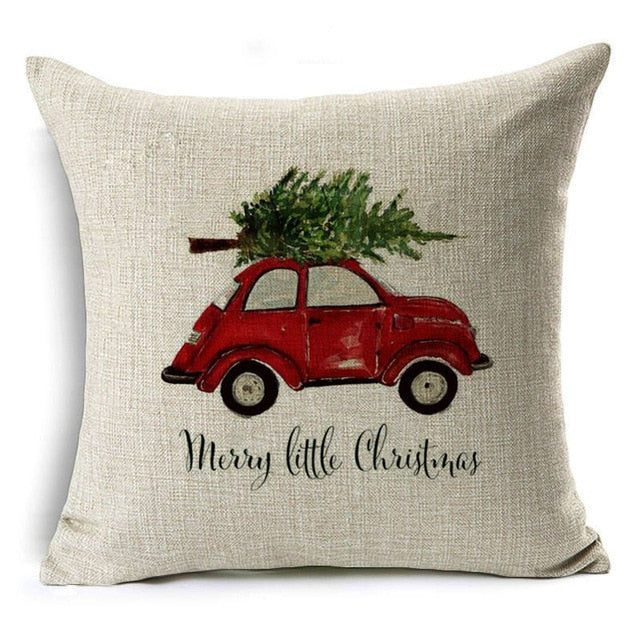 christmas gift deer car mushroom cushion cover decorative throw pillow case 43x43 cm / 1
