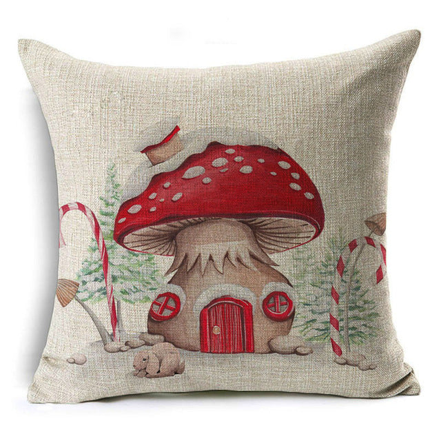 christmas gift deer car mushroom cushion cover decorative throw pillow case 43x43 cm / 3