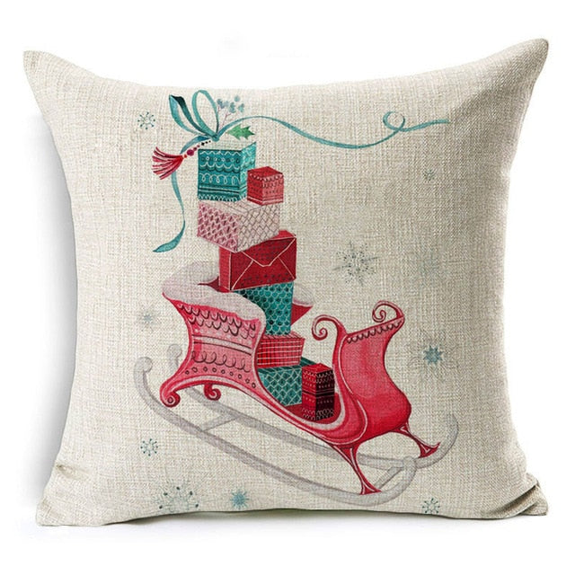 christmas gift deer car mushroom cushion cover decorative throw pillow case 43x43 cm / 4