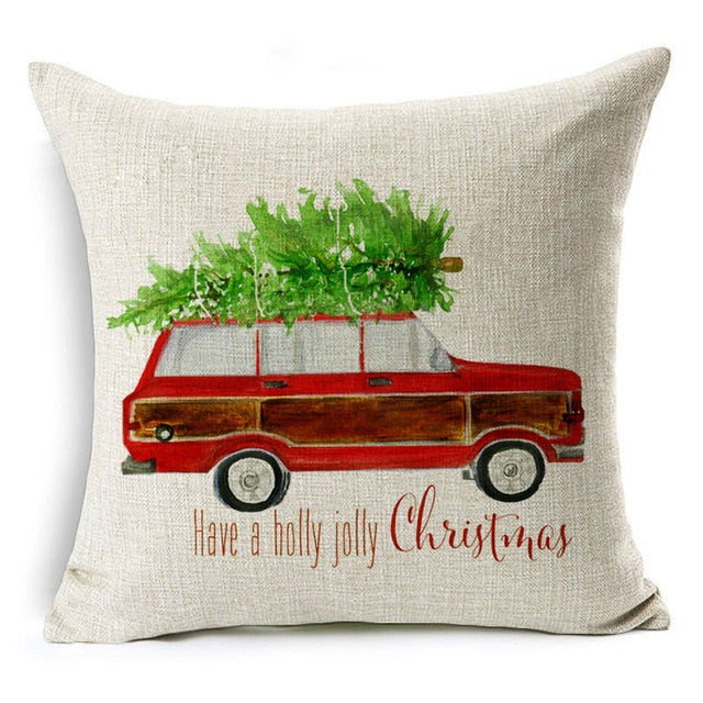 christmas gift deer car mushroom cushion cover decorative throw pillow case 43x43 cm / 7