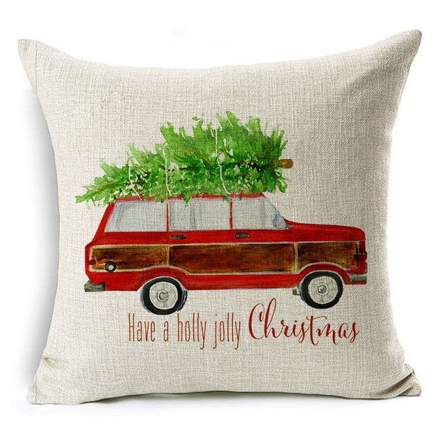 christmas gift deer car mushroom cushion cover decorative throw pillow case 43x43 cm / 9