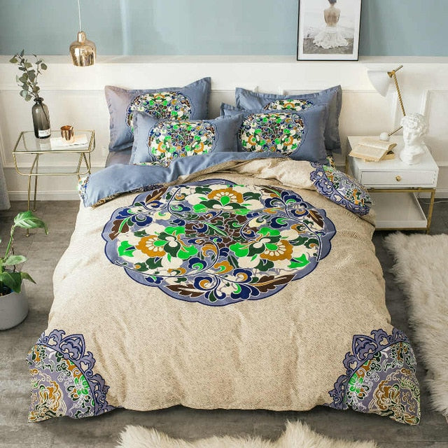 cotton cartoon rainbow unicorn bedding set for kids