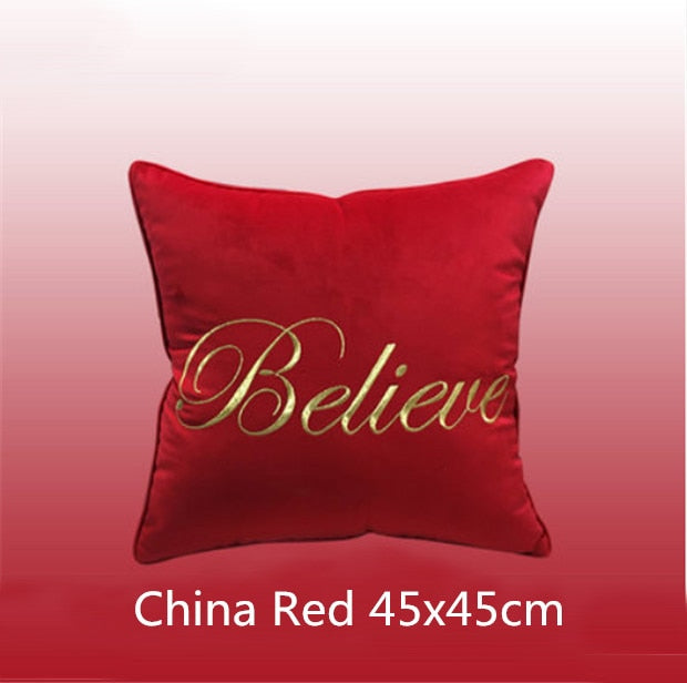 merry christmas cushion cover luxury gold embroidery throw pillow cases style 6