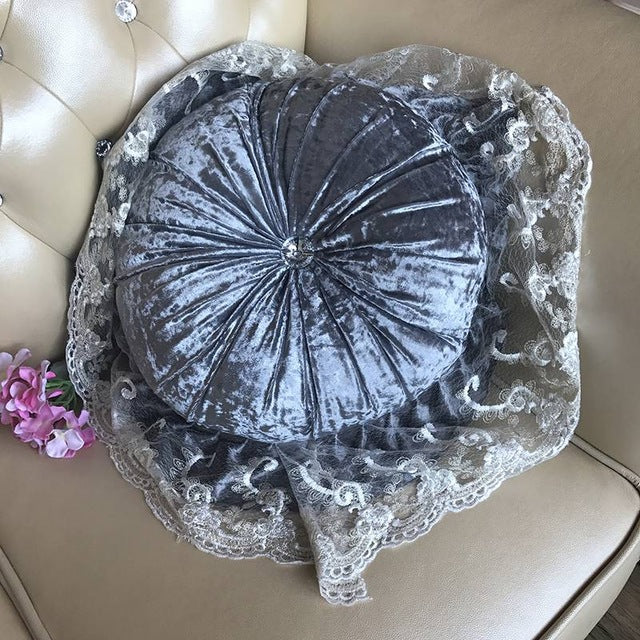 new euro decorative lace sofa round cushions / pillows gray / 40x40cm