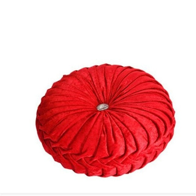 velvet filled round cushions chair pad bolster futon decorative throw pillows red / 34x13cm