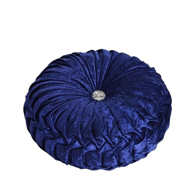 velvet filled round cushions chair pad bolster futon decorative throw pillows royal blue / 34x13cm