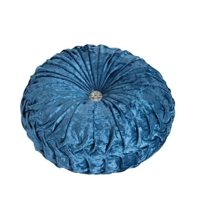 velvet filled round cushions chair pad bolster futon decorative throw pillows blue / 34x13cm