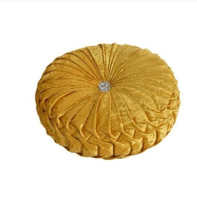 velvet filled round cushions chair pad bolster futon decorative throw pillows gold / 34x13cm