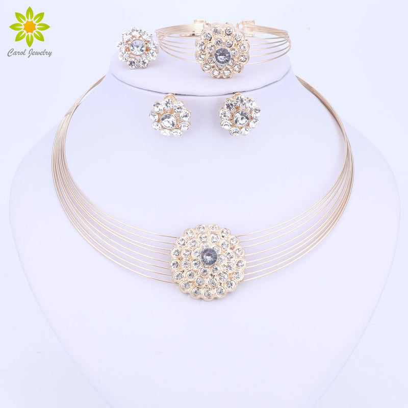 dubai gold color costume design necklace earrings bracelet ring