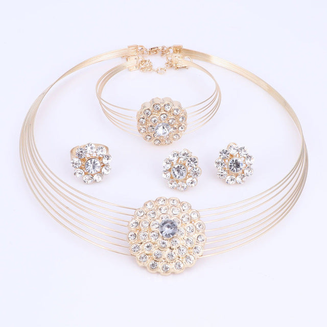 dubai gold color costume design necklace earrings bracelet ring gold