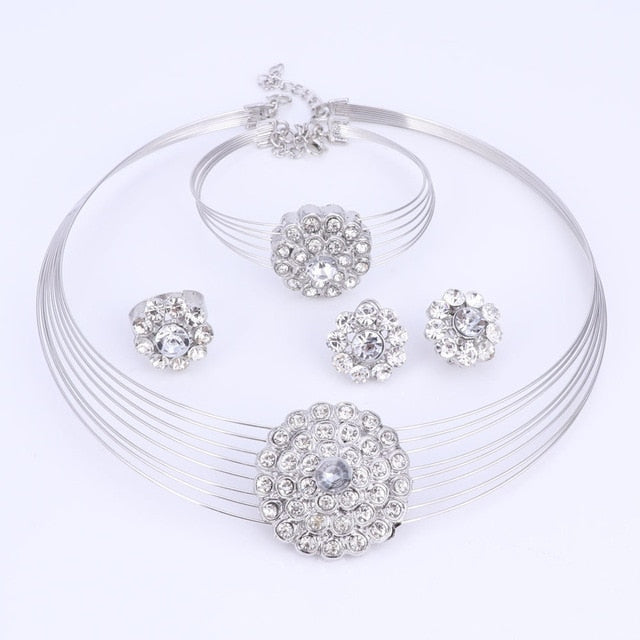 dubai gold color costume design necklace earrings bracelet ring silver