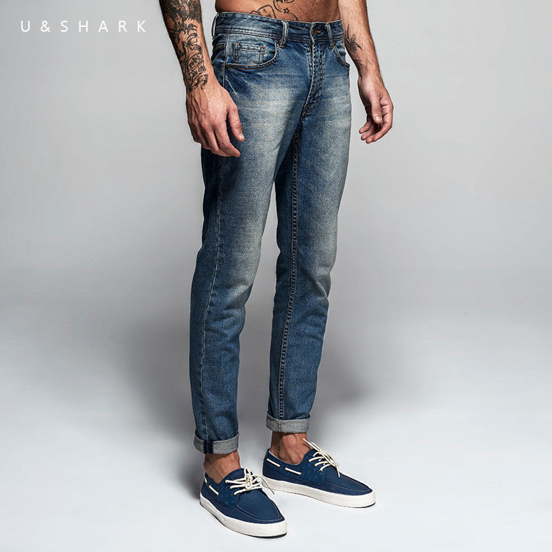 italian style fashion full length solid skinny jeans men brand designer clothing denim pants u&shark luxury casual trousers male