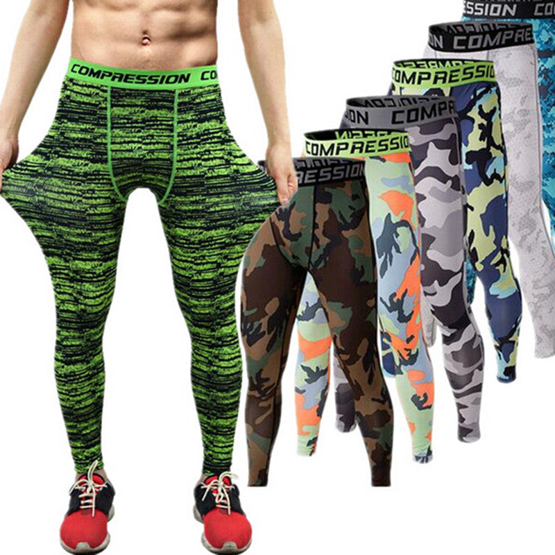 men compression pants tights casual  bodybuilding mans trousers brand camouflage army green skinny leggings