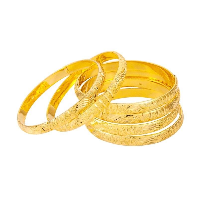 punk style dubai gold color women bangles 6pcs