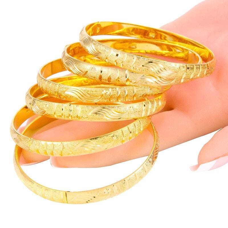 punk style dubai gold color women bangles 6pcs