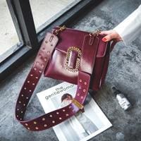 punk style strap luxury shoulder bag red