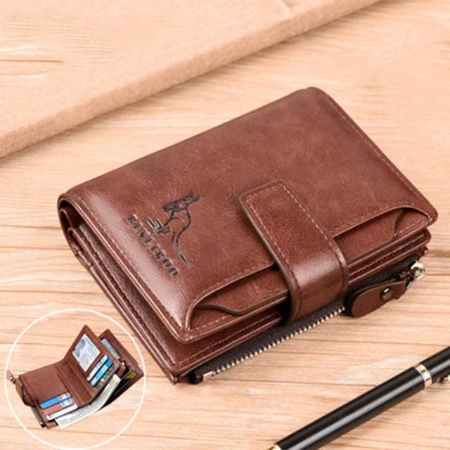 rfid blocking genuine leather wallet 2001 brown