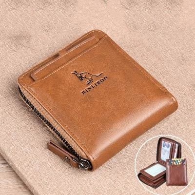 rfid blocking genuine leather wallet 2005 khaki