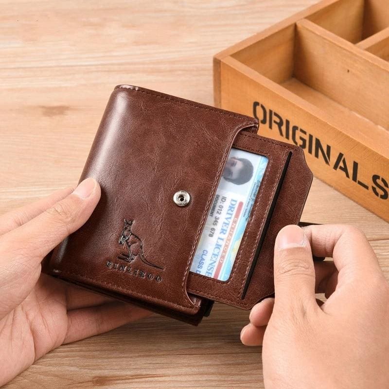 rfid blocking genuine leather wallet