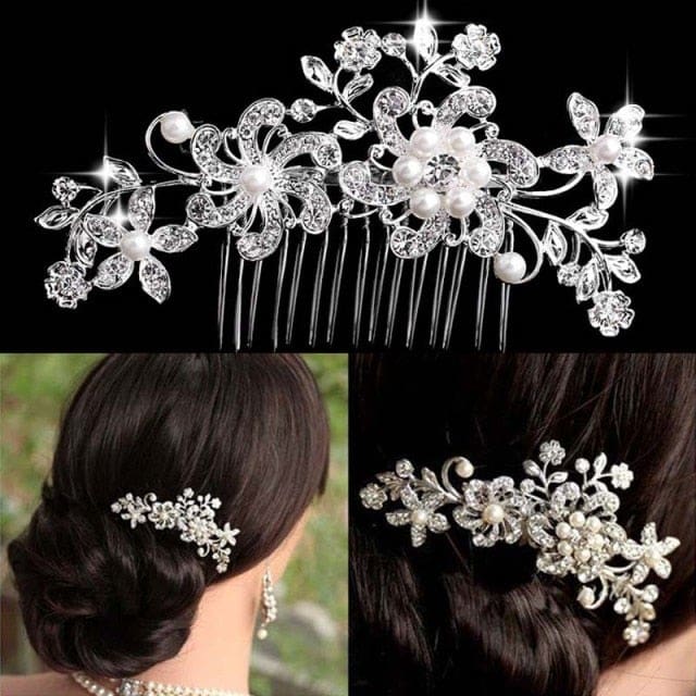 rhinestone crystal floral wedding tiara hair jewelry 0009h01 / clear
