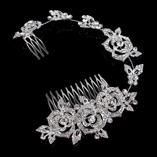 rhinestone crystal floral wedding tiara hair jewelry 0035h01 / clear