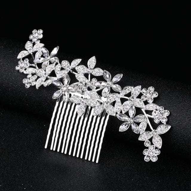 rhinestone crystal floral wedding tiara hair jewelry 0036h01 / clear