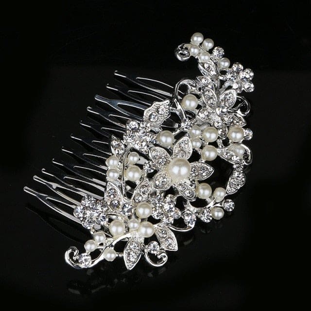 rhinestone crystal floral wedding tiara hair jewelry 0087h01 / clear