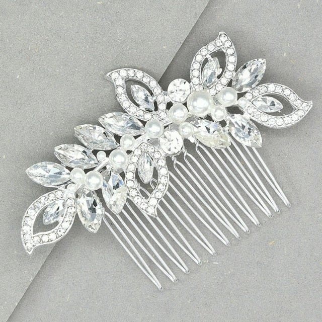 rhinestone crystal floral wedding tiara hair jewelry 0089h02 / clear