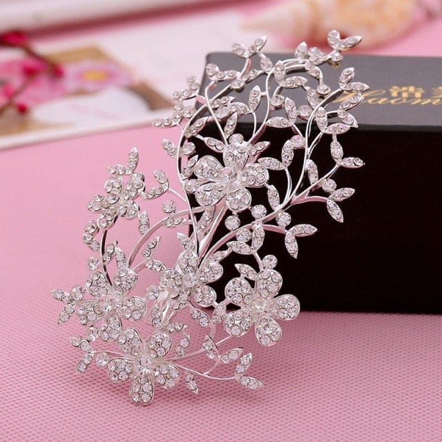rhinestone crystal floral wedding tiara hair jewelry 0177h01 / clear