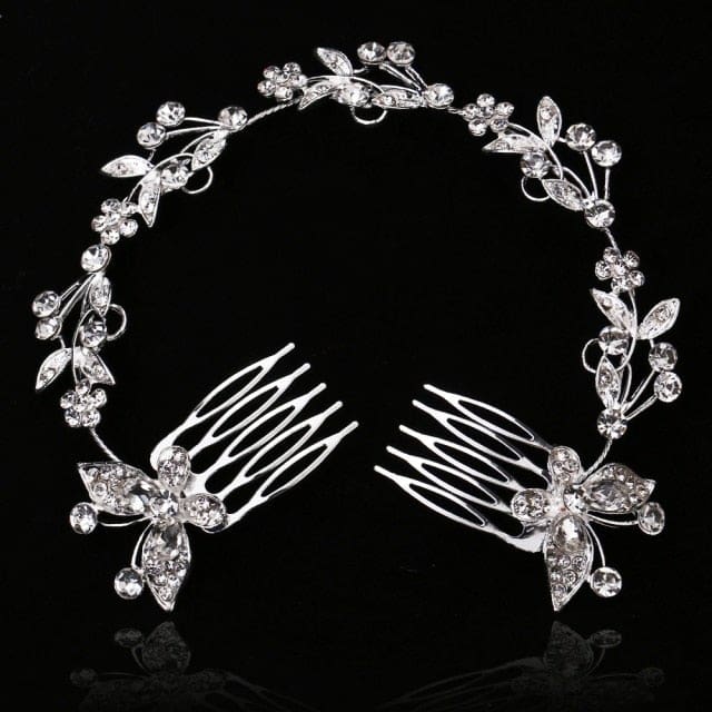rhinestone crystal floral wedding tiara hair jewelry 0193h01 / clear