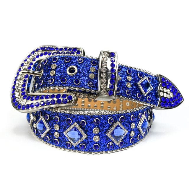western cowgirl luxury bling rhinestones belt blue 691 / 38 inch
